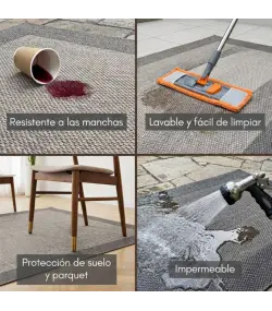 Alfombra vinilica de Tejido Trenzado de Alta Gama Lavable Antideslizante Alfombra Resistentes para Salon Cocina baño Pasillo